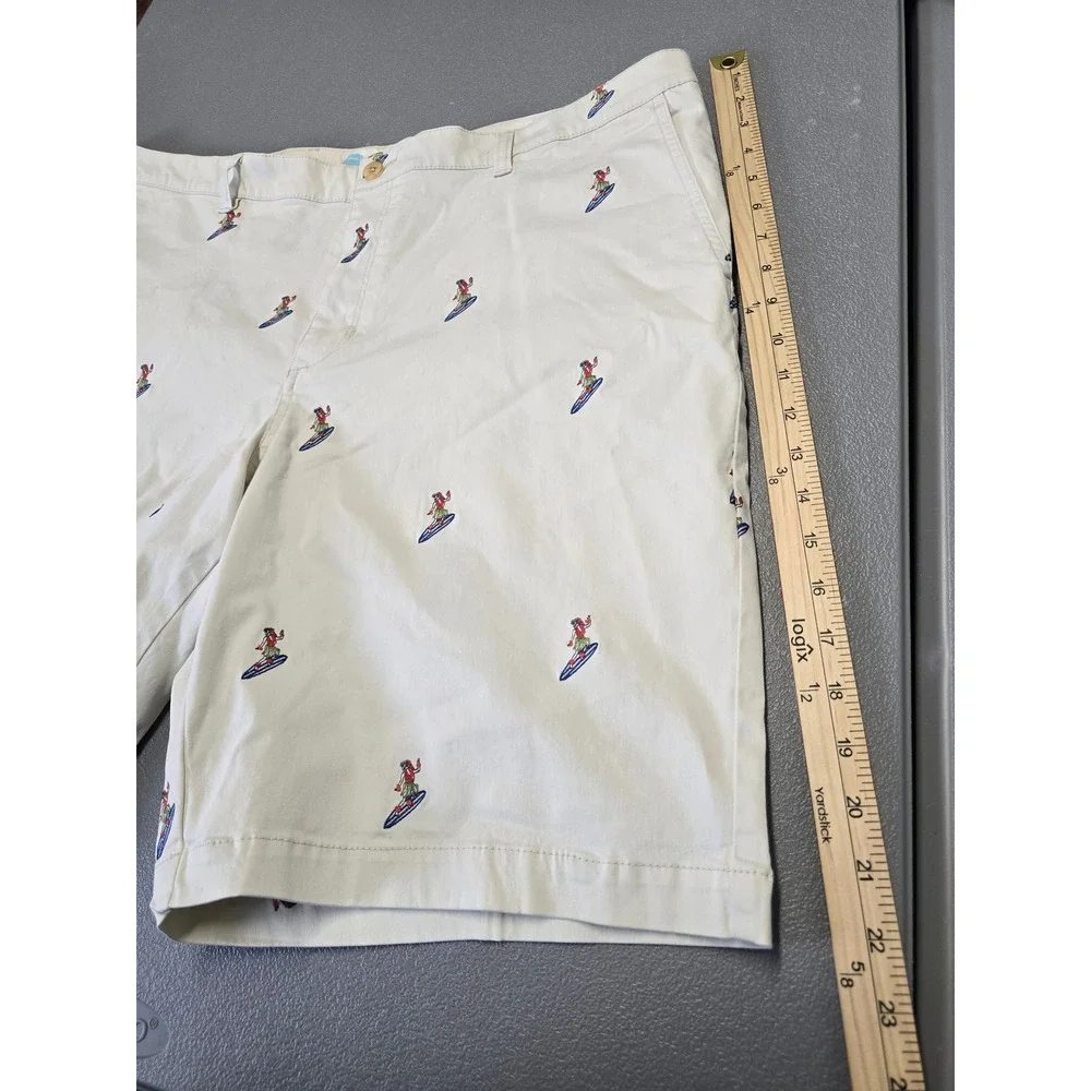 Tommy Bahama Mens 42 Shorts Surfboard Embroidered Beige Casual Chino - Picture 15 of 15